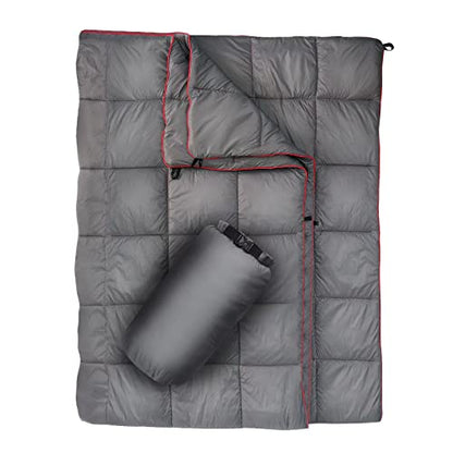 Outdoor Puffy Camping Blanket, Lightweight Down Alternative Puffy Printed Camping Large Ultra Warm Hammock Top Quilt Waterproof Blanket for Traveling Picnic Beach Party Cold Weather (Gray) - color: Gray