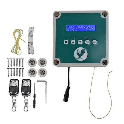 IP44 Chicken Coop Door Opener, Automatic Chicken Coop Door Controller, Timer Light Sensing Remote Control Chicken Coop Door Actuator Motor for Farm