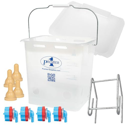 Premier 1 Lamb 'N' Goat Kid Prima Orphan Feeding Bucket (2.5 Gallon Square - 4 Holes) - size: 2.5 Gallon Square - 4 Holes