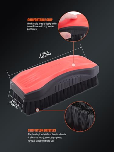 SPTA Carpet Cleaning Brush, 2Pcs Universal Leather & Upholstery Brush,Durable Nylon Bristles for Car Detailing,Ideal for Cleaning Seats, Carpets & Interior Surfaces,Gentle,Effective Detailing Tool - color: Carpet Cleaning Brush