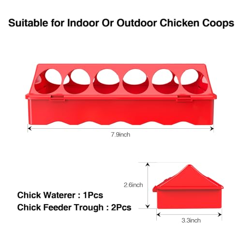 2-Pack Plastic Flip-Top Poultry Feeders, Spill-Proof Chick Feeder Trough with Multiple Feeding Holes, No-Waste Baby Chicken, Duckling, and Quail Feeding Dish Dispenser - color: 2 Pack