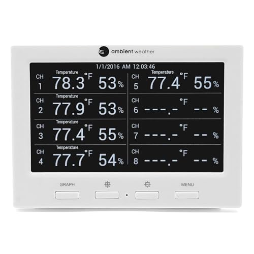 Ambient Weather WS-3000-X3 Thermo-Hygrometer Wireless Monitor w/ 3 Remote Sensors - Logging, Graphing, Alarming, Radio Controlled Clock - size: 1 Console / 3 Sensors