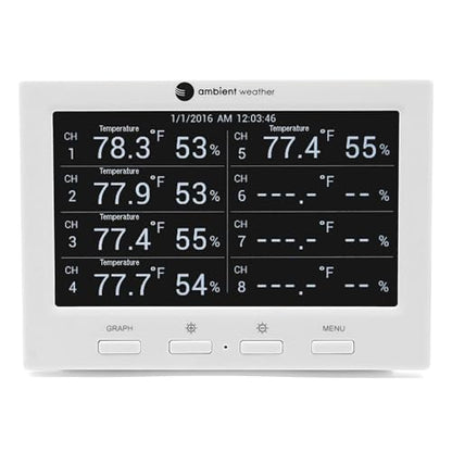 Ambient Weather WS-3000-X3 Thermo-Hygrometer Wireless Monitor w/ 3 Remote Sensors - Logging, Graphing, Alarming, Radio Controlled Clock - size: 1 Console / 3 Sensors