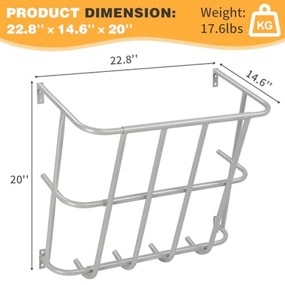 Outvita Livestock Feeder, 18 Gallons Large Capacity, Heavy-Duty Steel Goat Hay Rack, 22.5" Long Wall Mounted Horse Hay Holder, Multiple Sided Feeding Rack for Sheep Farm Livestock Indoor Outdoor - size: 22.5 in