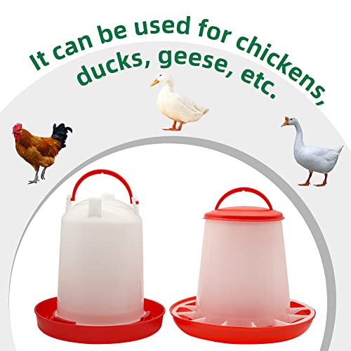 Chicken Feeder Waterer Kit Hanging 3.17 Quart Poultry Water Fountain & 6.6lb Feeder for Chick Duckling & Gosling