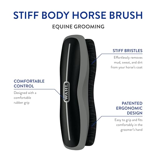 Wahl Professional Animal Equine Grooming Stiff Body Horse Brush, Black (#858705) - color: Black