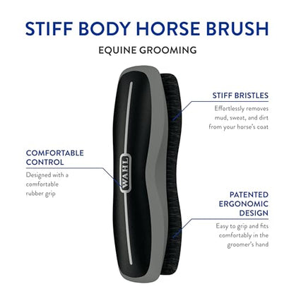 Wahl Professional Animal Equine Grooming Stiff Body Horse Brush, Black (#858705) - color: Black