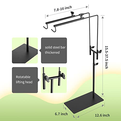 BETAZOOER Dual Reptile Lamp Stand Metal Adjustable Lamp Holder Light Fixture 15.5-37.5 Inch Reptile Glass Terrarium Amphibians/Terrestrial Vivarium