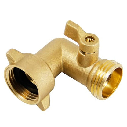 Twinkle Star 90 Degree Garden Hose Elbow with Shut Off Valve, 2 Pack | 3/4" Heavy Duty Hose Adapter, 2 O-rings, Solid Brass Connector - color: 90° Hose Elbow with ShutOff Valve