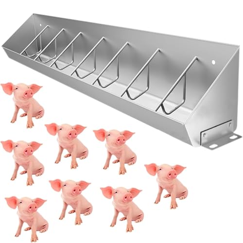 3.3′ 4.9′ 6.6′ Long Stainless Steel Piglet Feeding Trough, Compartment Pig Feeder for Efficient Pig Feeding, Heavy-Duty Livestock Feeding Trough Tool for Hog Farm Sheds Pen, Easy to Clean(1.5m/4.9ft - - size: 1.5m/4.9ft - 8 Places