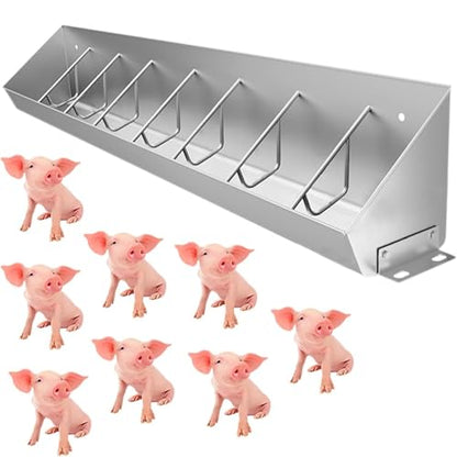 3.3′ 4.9′ 6.6′ Long Stainless Steel Piglet Feeding Trough, Compartment Pig Feeder for Efficient Pig Feeding, Heavy-Duty Livestock Feeding Trough Tool for Hog Farm Sheds Pen, Easy to Clean(1.5m/4.9ft - - size: 1.5m/4.9ft - 8 Places