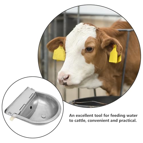 GALPADA Heavy-Duty Automatic Waterer for Cattle Stainless Steel Drinking Bowl with Float Valve Convenient Livestock Water Feeder for Cows Horses Sheep and Goats