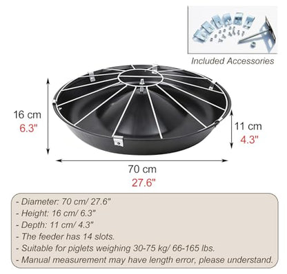 8 12 14 16 Holes Piglet Feeder Trough with Screws, Plastic Round Livestock Water Trough, Anti-Waste Pasture Feeding Equipment for Poultry(Single Rack,70cm/27.6"(14 Slots)) - color: Single Rack, size: 70cm/27.6"(14 Slots)