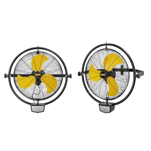HiCFM 20" Remote Control Wall Mounted Fan, 5000 CFM High Velocity 3-Speed Oscillating Wall Fans with Timer for Industrial, Commercial, Warehouse, Garage, Gazebo and Patios - UL Listed, 2 Pack - size: 20" Indoor (Remote)