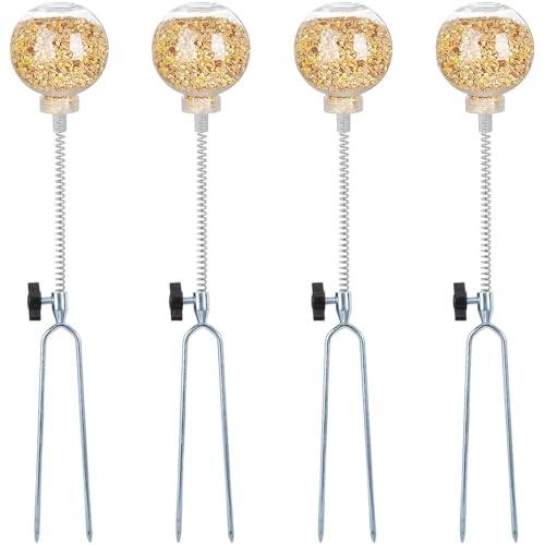 Kalekey 4 Pack Chicken Feeding Toy, Chicken Enrichment Toys with Spring and 11" Metal Ground Stake, Chicken Treat Dispenser Peck Toy Boredom Busters for Hens, Ducks, and Parrots