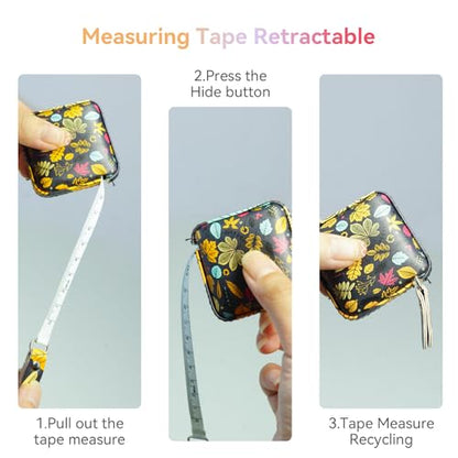 Mini Retractable Soft Tape Measure for Sewing, Fabric, Body Measurements - color: leaf