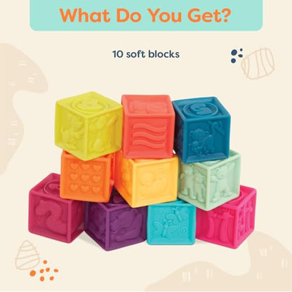 B. toys – Baby Blocks – Stacking & Building Toys for Babies – 10 Soft Blocks with Numbers, Shapes, Animals – Educational & Developmental – 6+ Months – One Two Squeeze - style: Baby Blocks (10 Pcs)