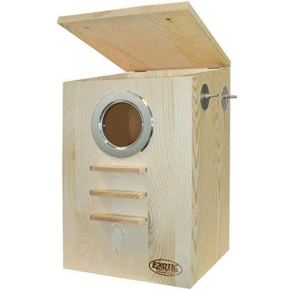 Squirrel Nest Box - Cage Attachment, Hinged Lid, Perching Ledge - for Squirrels, Sugar Glider, Rat, Finch, Parakeet, Lovebird, Canary, Cockatiel, Other Birds & Small Pets - size: Extra Large