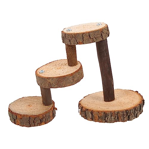 1 Set Hamster Wooden Stairs Chew Toys Cupcake Toy Wood Toys Bird Ladder Wood Parrot Platform Bird Playground Practical Climbing Board Springboard for Chinchilla Pet Springboard - color: Brown, size: 11X9CM