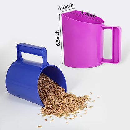 Feed Scoop - Grain Scoop for Horse,Heavy Duty Plastic Large Food Scoop for Large Dogs Livestock 1.8 Quart/7.2Cups (Purple) - color: Purple