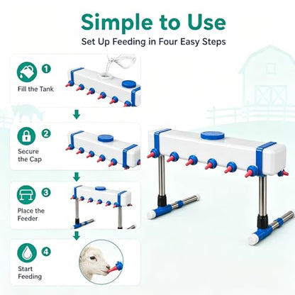 Lamb Beverage Feeder, Calf's Milk Drink, Corral Feeder Cattle Breeding Feed, 12 Head with Holder, Also Included are 10 Nipples. 9l Large Capacity Milk Box, for Farm Ranch