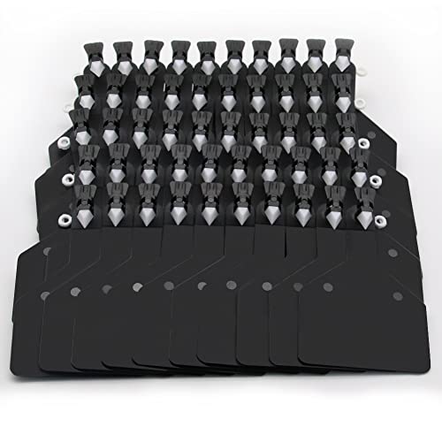 50 Pcs One-Piece Blank Cattle Ear Tags TPU Flexible Livestock Identification for Cow Sheep Goat Pig, Large Size Tagging Farm Animal Supply (Black) - color: Black