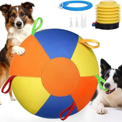 Herding Ball for Dogs, 18"/45cm | Durable Tear Resistant, Inflatable, Heavy Duty Handle Cover & Pump, Jumbo Size for Active Herding Breeds