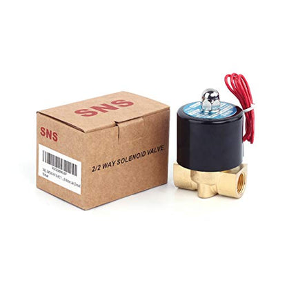 SNS Brass Electric Solenoid Valve 3/8"NPT AC24V Normally Closed Water,Air,Diesel 2W040-N10/AC24V - style: AC24V