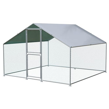 Airynee Large Chicken Coop, Chicken Coops for 10 Chickens, Chicken Runs for Yard with Water Poof & UV Resistance Cover, Spire Roof Chicken Coop Run with Double Lockable Doors for Outdoor Backyard - size: 79.2"L x 117.6"W x 79.2"H