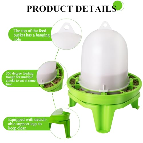 Automatic Chicken Waterer and Feeder Set with Legs,Poultry Waterer,No Waste Chicken Feeder,1.31 Pound Feeder and 0.39 Gallon Waterer Kit for Small Chickens,Quails and Pigeons