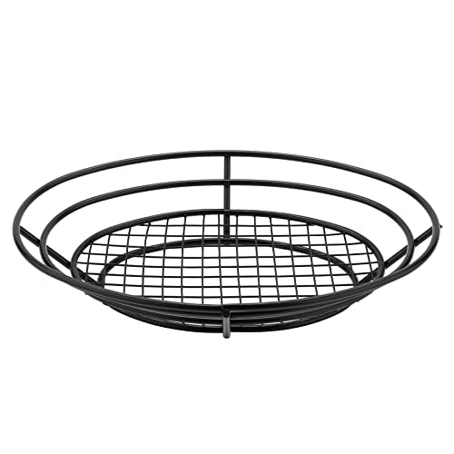 G.E.T. 4-38814 Black Oval Metal Wire Basket Iron Powder Coated Wire Baskets Collection - color: Black, size: 11" x 8", style: Modern