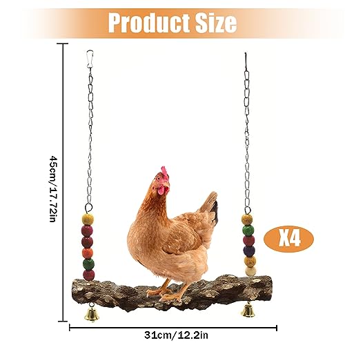 Chicken Bird Swing,Chicken Perch,Natural Wooden Swing Toys,Wood Stand for Chick,Safe and Relief of Stress,Chicken Coop Accessories,Coop Swing for Chicken Bird,Parrot,Hens (4pcs) - color: 4pcs