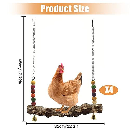 Chicken Bird Swing,Chicken Perch,Natural Wooden Swing Toys,Wood Stand for Chick,Safe and Relief of Stress,Chicken Coop Accessories,Coop Swing for Chicken Bird,Parrot,Hens (4pcs) - color: 4pcs