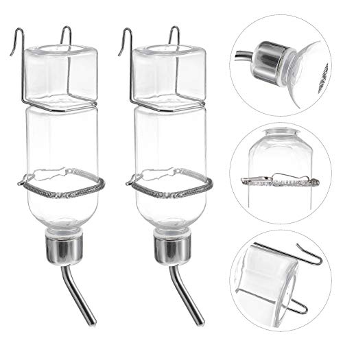 Mipcase 2pcs Pet Water Fountain Plastic Hanging Dispenser for Guinea Pigs and Animals Leakproof Easy to Install Convenient Pet Supply - color: Transparent, size: 5.2X5.2X17CM