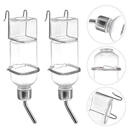 Mipcase 2pcs Pet Water Fountain Plastic Hanging Dispenser for Guinea Pigs and Animals Leakproof Easy to Install Convenient Pet Supply - color: Transparent, size: 5.2X5.2X17CM