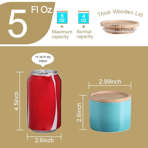 Sweejar Kitchen Canisters Ceramic Food Storage Jar, Stackable Containers with Airtight Seal Wooden Lid for Serving Ground Coffee, Tea, Sugar, Spice and More - 5 Fl Oz(Gradient Blue) - color: Gradient Blue, style: 5 Fl Oz (3.3"x2.6")