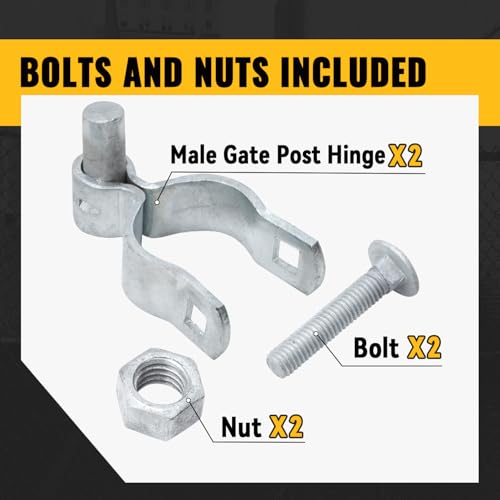 VIVIDA 2-7/8" Chain Link Gate Hinge, Galvanized Male Post Hinge, for 2-7/8" OD Post, Chain Link Fence Hardware, 2 PCS - size: 2-7/8" (2 PCS)