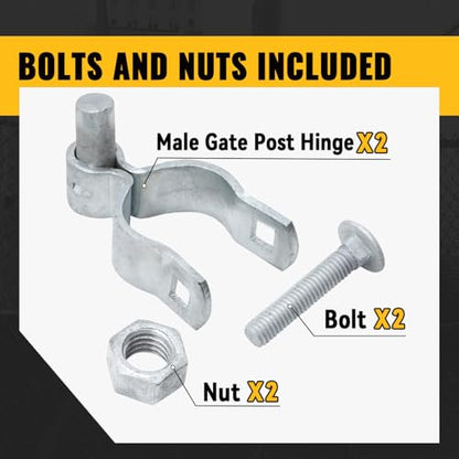 VIVIDA 2-7/8" Chain Link Gate Hinge, Galvanized Male Post Hinge, for 2-7/8" OD Post, Chain Link Fence Hardware, 2 PCS - size: 2-7/8" (2 PCS)