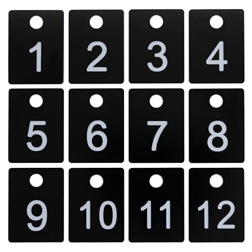 ABS Plastic Numbered Tags Rectangle Key Tags ID Tags Number Disc with Hole (1-100, Black) - color: Black, size: 1-100