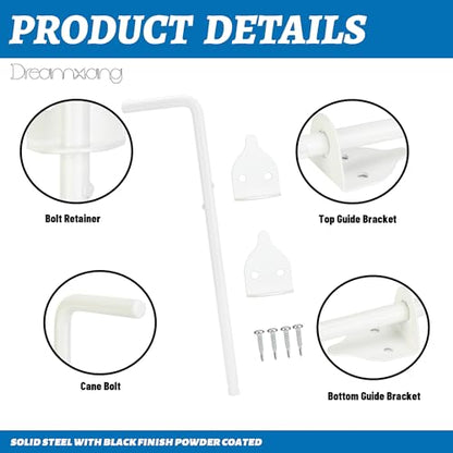 12" Heavy Duty Cane Bolt Gate Drop Rod Hardware Ground Latch for Wood PVC Vinyl Metal Fences Gates, Double Doors, White Solid Steel -1 Pack - size: 12 Inch