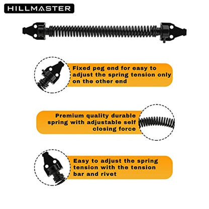 HILLMASTER 14" Gate Spring Self Closing Outdoor Door Spring Automatic Gate Closure Hardware with Adjustable Tool for Wooden and Vinyl Fence, Black