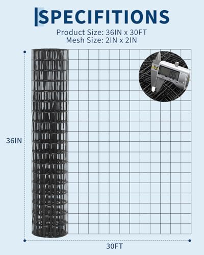 Cattle Farm Fence,Galvanized Garden Fencing 3 x 30ft 16GA 2x2 Inch Garden Border Metal Chicken Wire Fencing Mesh Roll for Yard Vegetable Plant Protection Poultry Netting - size: 2" x 2" 16GA 3'×30'