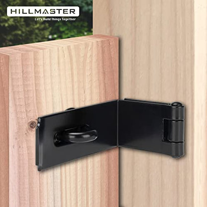 HILLMASTER Door Hasp Latch 90 Degree, 7-3/4" Extra Thick Heavy Duty Steel Safety Gate Door Lock Padlock Clasp Hasp Lock Latch for Fence Gate Barn Door Shed Closet Cabinet, Black Finish - size: Bendable