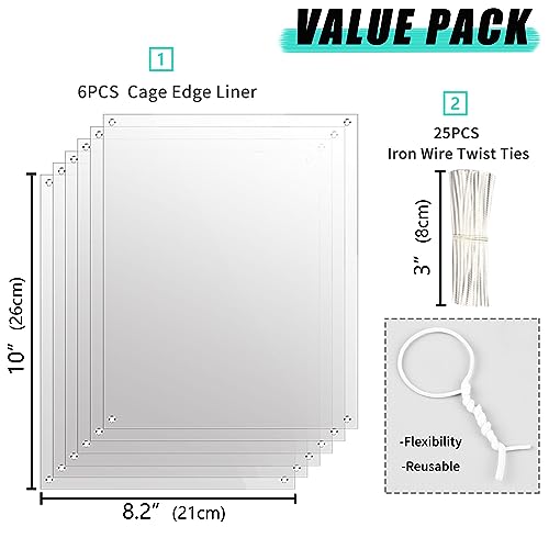Oncpcare 6 Pack Rabbit Urine Guard for Cage, 10'' x 8.2'' Pet Liner Protection Splash Guard Guinea Pig Pee Shield Habitat Siding Small Animal Cage Accessories - Keep Litter in The Pen - size: 6pcs