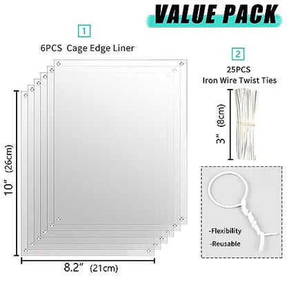 Oncpcare 6 Pack Rabbit Urine Guard for Cage, 10'' x 8.2'' Pet Liner Protection Splash Guard Guinea Pig Pee Shield Habitat Siding Small Animal Cage Accessories - Keep Litter in The Pen - size: 6pcs