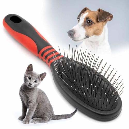 Jeffers Pet Single Sided Pin Brush for Dogs Cats Horses, Patented Pin Pad, Durable Bristles, Detangling Grooming Brush for Medium to Long Hair, Smooth Finish, Tangle Free Coat, Travel Size - Medium - color: Single Sided Pin, size: Medium
