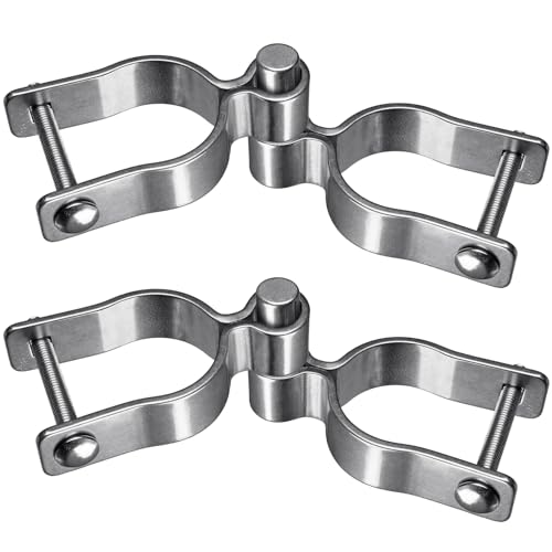 Insaga 2 Pack 1-7/8" Heavy Duty Chain Link Fence Gate Hinges, 304 Stainless Steel T-Post & Pipe Gate Hinge Kit with Frame and Post Brackets, Bolts & Nuts Included for Farm, Cattle, and Chain Link Gate - color: Light Weight, size: 1-7/8''-2Pack