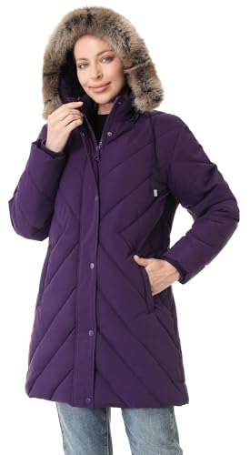 Women's Winter Coat Long Puffer Jacket - Waterproof Warm Thickened Snow Coat for Women - color: Purple, size: Medium