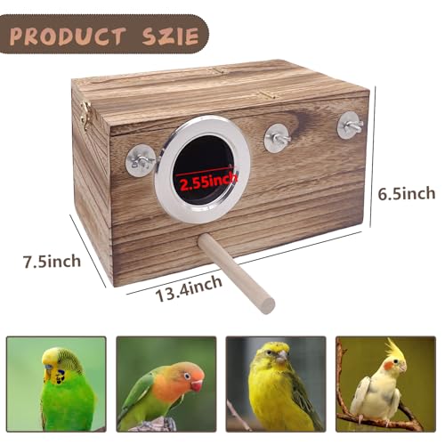 Tfwadmx Large Parakeet Nesting Box, Bird Nest Breeding Box, Wood Parrot Nest Box with Perch Bird Cage House for Cockatiel Lovebirds Budagie Canary Finch (XL) - color: XL-Brown