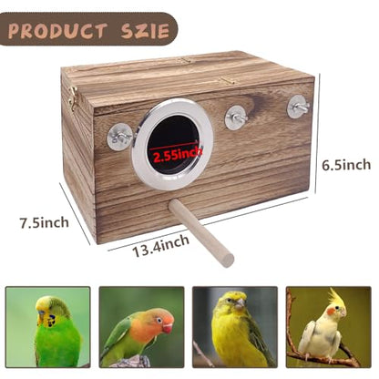 Tfwadmx Large Parakeet Nesting Box, Bird Nest Breeding Box, Wood Parrot Nest Box with Perch Bird Cage House for Cockatiel Lovebirds Budagie Canary Finch (XL) - color: XL-Brown